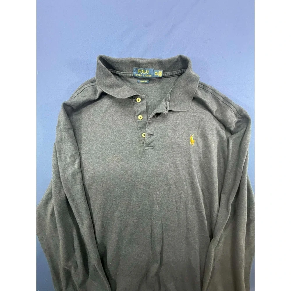 Polo Ralph Lauren Polo Shirt Classic Shirt‎ Long Sleeve Gray Small Pony 2XL